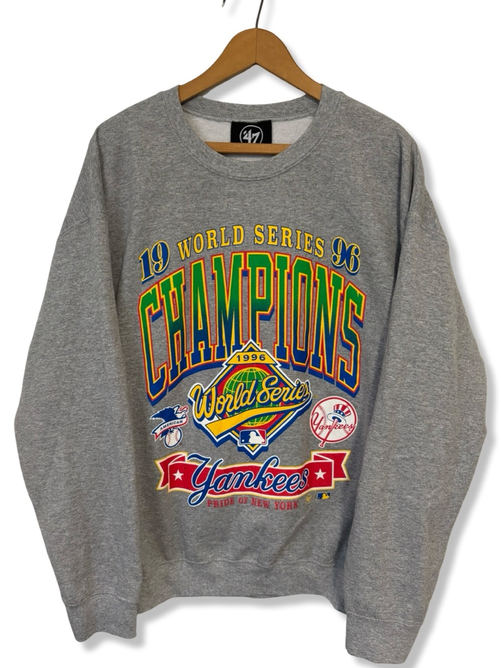 47 Gray Yankees 1996 World Series Champions Crewneck Sweatshirt